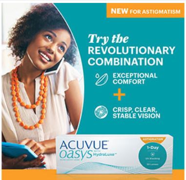 Acuvue Oasys 1-DAY Hydraluxe for Astigmatism(Johnson & Johnson) - Click Image to Close